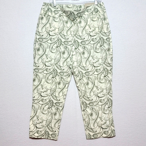 Chico's Pants - NWT Chico's‎ Paisley Print Ankle Length Pants Green/White SIZE 2.5 (US 14) #685